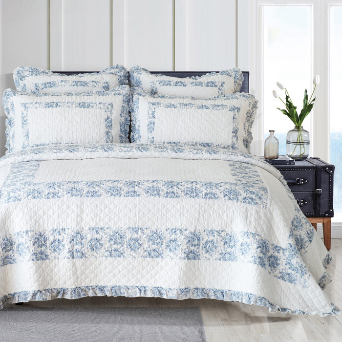 Birch Lane™ Berna Blue/White Cotton Quilt Set Wayfair